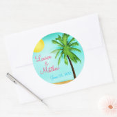 Gepersonaliseerde Tropical Beach bruiloft Stickers (Envelop)