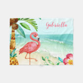 Gepersonaliseerde Tropisch Strand Flamingo Fleece Deken (Voorkant (Horizontaal))