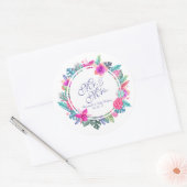 Gepersonaliseerde Tropische Bloemen Bruiloft Stick Ronde Sticker (Envelop)