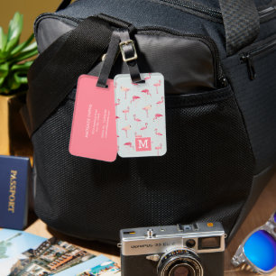 Gepersonaliseerde tropische flamingo bagagelabel