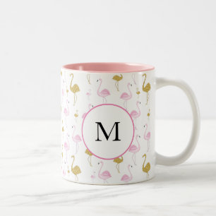 Gepersonaliseerde Tropische Flamingo Twee Toon Mok
