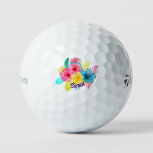 Gepersonaliseerde tropische Hawaiiaanse bloem Golfballen
