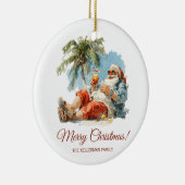 Gepersonaliseerde tropische kerstman keramisch ornament (Rechts)