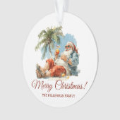Gepersonaliseerde tropische kerstman ornament (voorkant)