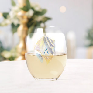 Gepersonaliseerde Tropische Waterverf Angel Fish I Wijnglas Zonder Voet
