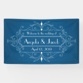 Gepersonaliseerde Trouwbanner Marine Blauw Spandoek (Horizontaal)