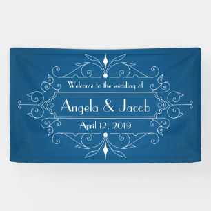 Gepersonaliseerde Trouwbanner Marine Blauw Spandoek