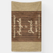 Gepersonaliseerde Trouwbanner Rustieke Burlap Hout Spandoek (Verticaal)