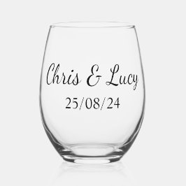 Gepersonaliseerde trouwbril wijnglas zonder voet