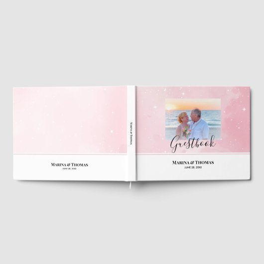 Gepersonaliseerde trouwfoto met Sparkly Baby Pink Gastenboek (Volledig)