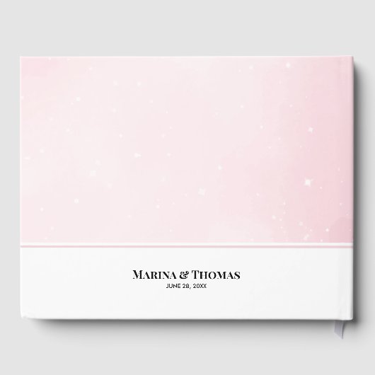 Gepersonaliseerde trouwfoto met Sparkly Baby Pink Gastenboek (Achterkant)