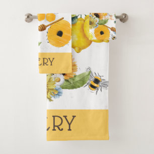 Gepersonaliseerde tuin bij zonnebloem patroon bad handdoek