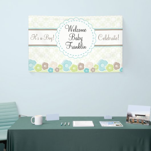 Gepersonaliseerde Tuin Jongens Baby shower Banner (Beurs)