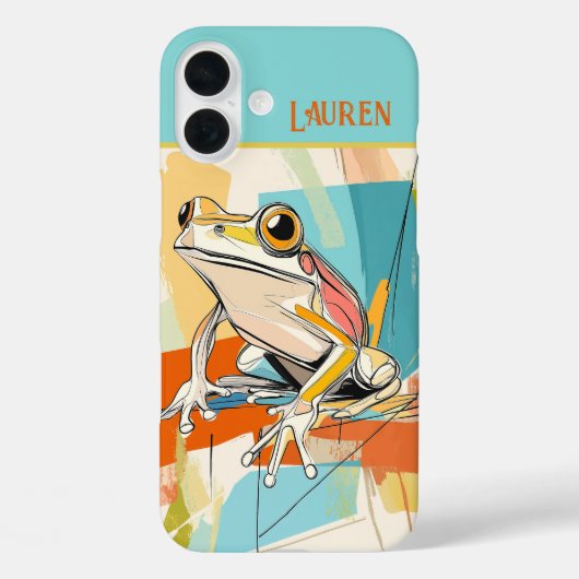 Gepersonaliseerde Turquoise Fun Frog Art Case-Mate iPhone Case (Achterkant)