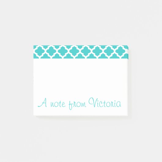 Gepersonaliseerde turquoise post merkt het op post-it® notes (Voorkant)