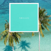 Gepersonaliseerde Turquoise White Text Shower Servet