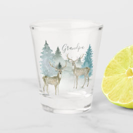 Gepersonaliseerde twee herten herten in Woodland Shot Glas