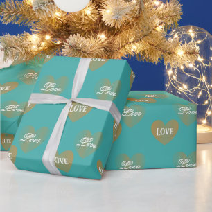 Gepersonaliseerde twee keer gouden harten, Verdigr Cadeaupapier