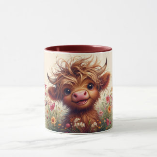 Gepersonaliseerde Twee-Tone Highland Koe Mok, 11 o Mok