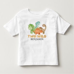 Gepersonaliseerde twee Wilde Dinosaurussen 2e verj Kinder Shirts