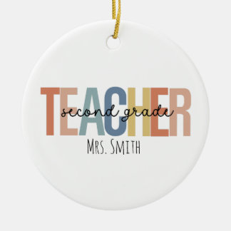 Gepersonaliseerde tweedeklas leraar kerst keramisch ornament