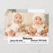 gepersonaliseerde tweelingaankondiging briefkaart (Voorkant / Achterkant)