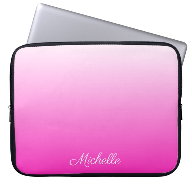 Gepersonaliseerde tweetonige gradiënt ombre hete r laptop sleeve (Voorkant)