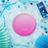 Gepersonaliseerde tweetonige gradiënt ombre hete r papieren bordje (Feest)