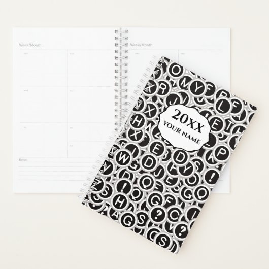 Gepersonaliseerde Typewriter Keys Planner (Display)