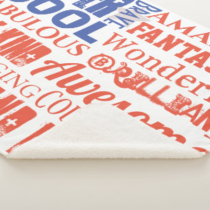 Gepersonaliseerde Typografie Subway Art USA Vlag Sherpa Deken
