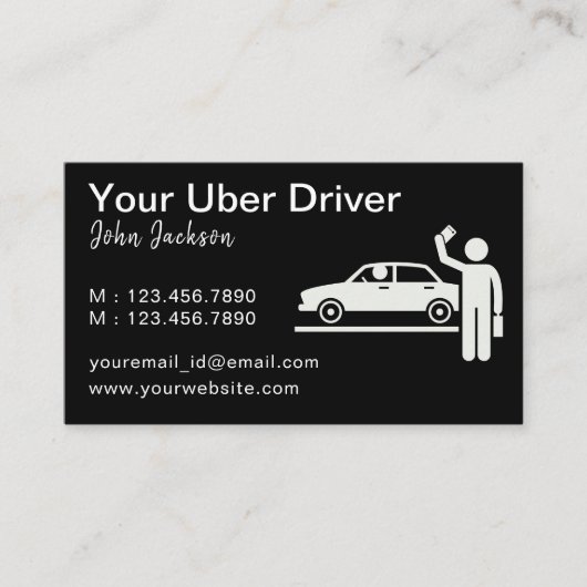 Gepersonaliseerde Uber Driver QR-code Visitekaartje (Voorkant)