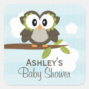 Gepersonaliseerde Uil Party Favor Stickers Blauw