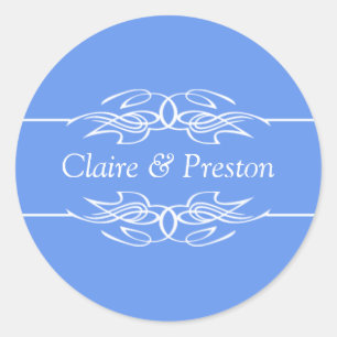 Gepersonaliseerde uitnodiging Cornflower Blue Ronde Sticker