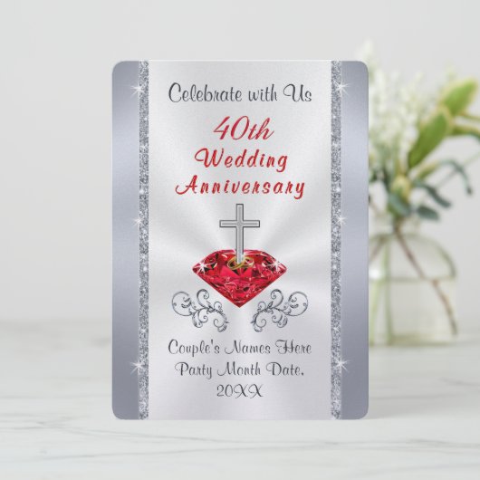 Gepersonaliseerde uitnodigingen voor de 40e verjaa (Staand voorkant)