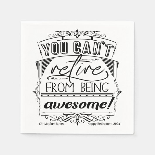 Gepersonaliseerde uittredingsofferte zwarte typogr servet (Voorkant)