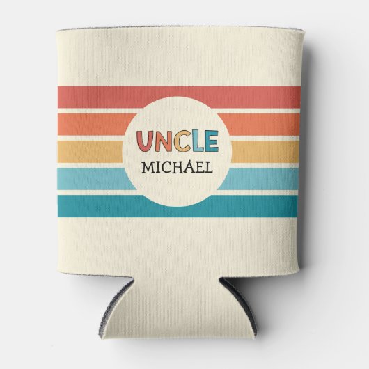 Gepersonaliseerde Uncle Retro Stripes Blikjeskoeler (Voorkant)