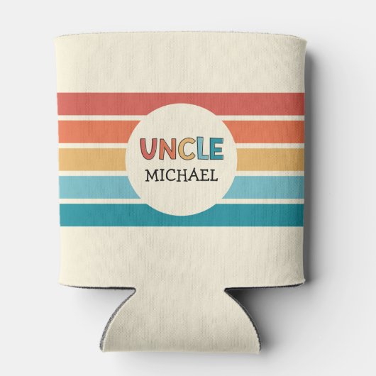 Gepersonaliseerde Uncle Retro Stripes Blikjeskoeler (Achterkant)