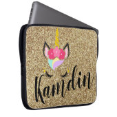 Gepersonaliseerde Unicorn Gold Glitter Laptop Hoes (Voorkant Rechts)