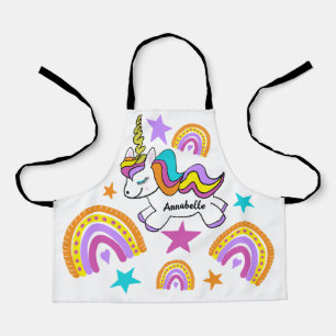 Gepersonaliseerde Unicorn Hearts Stars Rainbows Schort
