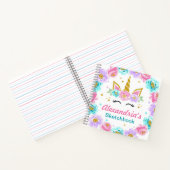 Gepersonaliseerde Unicorn Kids Verjaardagsfeestje  Notitieboek (Binnen)
