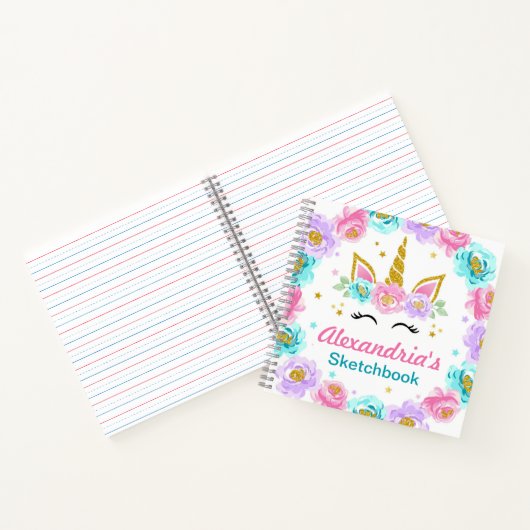 Gepersonaliseerde Unicorn Kids Verjaardagsfeestje  Notitieboek (Binnen)