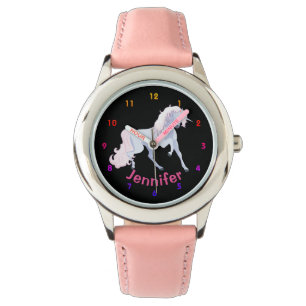 Gepersonaliseerde UNICORN Meisjes kijken Roze Hart Horloge