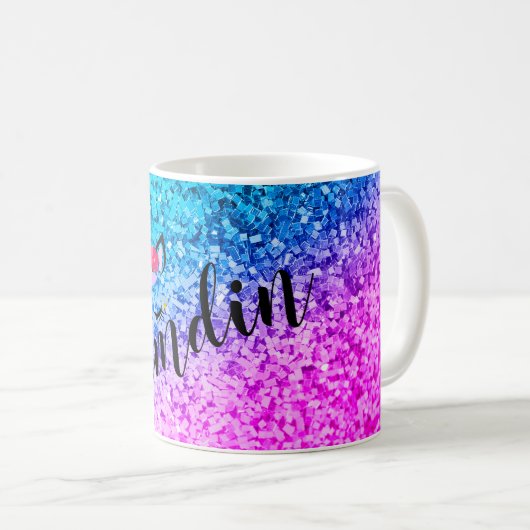 Gepersonaliseerde Unicorn Ombre Glitter Coffee Mok (Voorkant rechts)