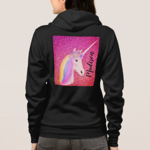 Gepersonaliseerde Unicorn roze glitter Hoodie