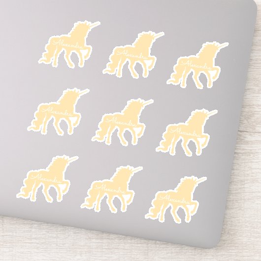 Gepersonaliseerde Unicorn set van 9 Die Cut Sticke Sticker (Detail)