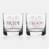 Gepersonaliseerde unie jack bruiloft bril whisky glas (Achterkant)