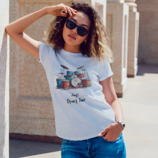 Gepersonaliseerde unisex Drums Muziek T-shirt