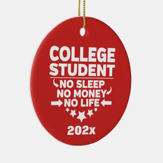 Gepersonaliseerde universiteitsstudent Geen Slaap- Keramisch Ornament (Rechts)