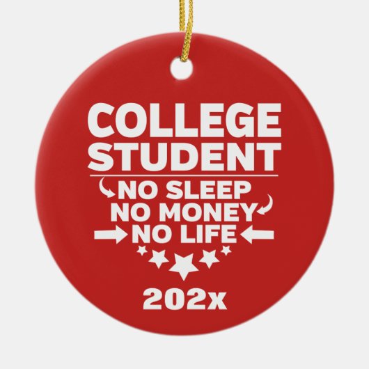 Gepersonaliseerde universiteitsstudent Geen Slaap- Keramisch Ornament (Voorkant)