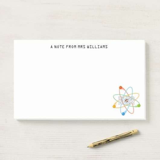 Gepersonaliseerde UP EN ATOM Fun Science Post-it® Notes (Op bureau)